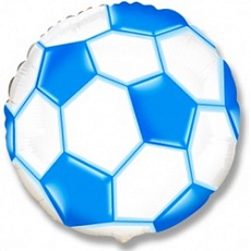 Фольгированный шар (46 см) Круг, Футбольный мяч, Синий